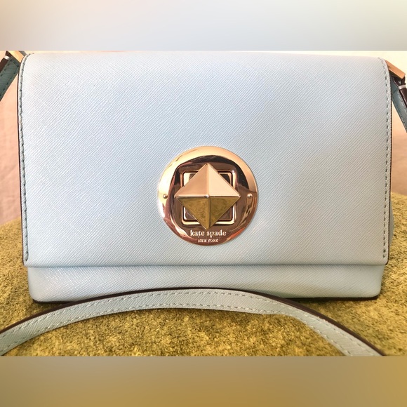 (Like New) Kate Spade Cyan Light Blue Newbury Lane Crossbody Purse - Picture 3 of 7